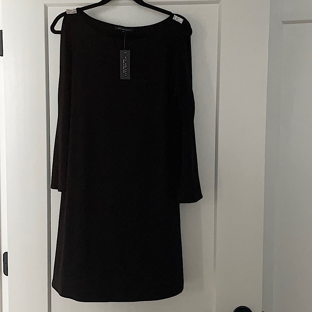 Nik and Nash black dress embellished shoulder